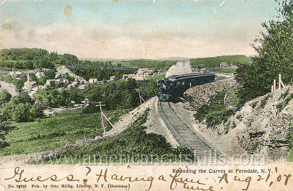 Photographer Otto Hillig published this vintage postcard titled “Rounding the Curves at Ferndale, N.Y.