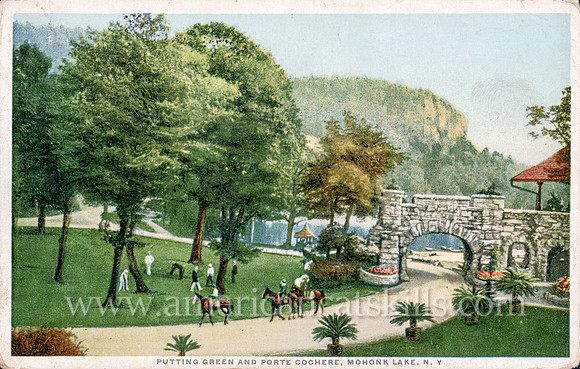 81139_Putting Green and Porte Cochere, Mohonk Lake, N.Y.