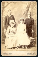 Portrait of two young men with two young women by photographer John N. Brengel of Kingston, New York.