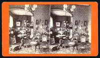 Stereoview of a home interior by photographer Edward Lewis of Kingston, New York.