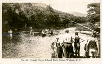 Photograph titled "Happy Days, Island Park Camp, Walton, N.Y." by photographer C. Harry Pettis of Walton, New York.