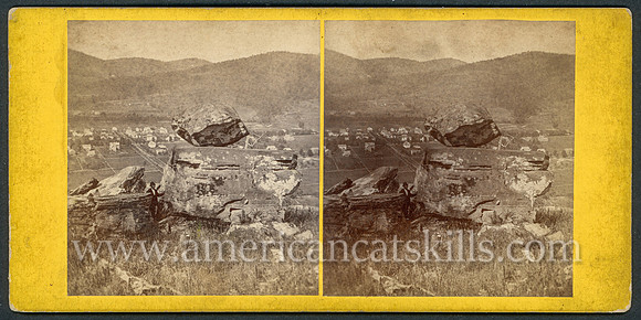 Stereoview titled "Looking Down on Walton from Round Rock, Walton" by photographer J. J. Cornish of Walton, New York.