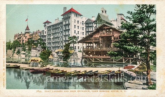 7855_Boat Landing and Main Entrance, Lake Mohonk House, N.Y.