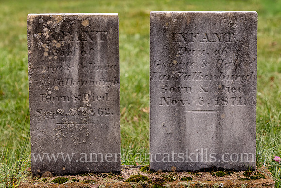 Photo of two gravestones named "Infant" at Spruceton Methodist Church in Spruceton, New York.