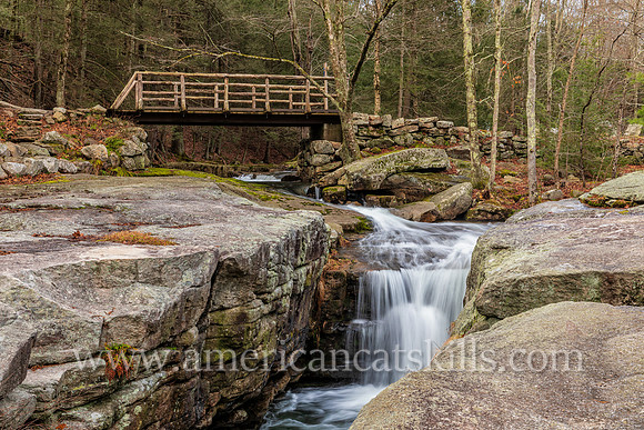Photograph of Split Rock Falls, which is located on the Coxing Kill in the Mohonk Preserve near New Paltz, New York.
