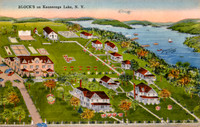 Vintage postcard titled "Block's on Kauneonga Lake, N.Y." published by Alfred S. Landis of Wurtsboro, New York.