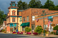 Photograph of the historic Bussy Building in the village of Margaretville, New York.