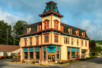 Photograph of the historic Bussy Building in the village of Margaretville, New York.