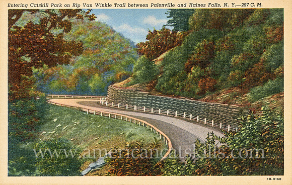 Entering Catskill Park on Rip Van Winkle Trail between Palenville and Haines Falls, N. Y.