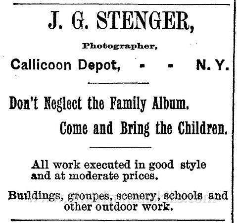 Advertisement for J. G. Stenger, Photographer