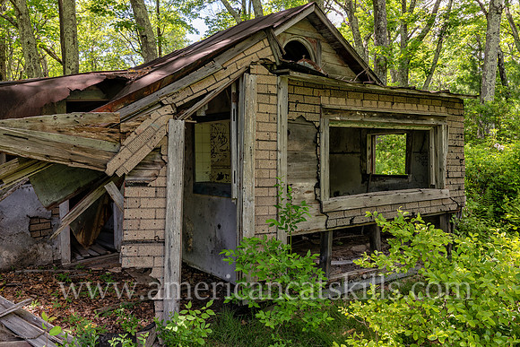 Photograph of an abandoned berry picker cabin in the Shawangunks near Sam’s Point in Minnewaska State Park Preserve.