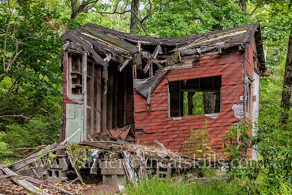 Photograph of an abandoned berry picker cabin in the Shawangunks near Sam’s Point in Minnewaska State Park Preserve.