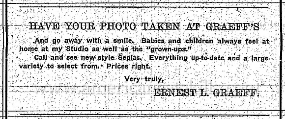 Advertisement, Ernest L. Graeff, Photographer