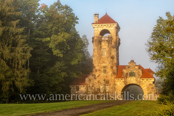 Photograph of the Mohonk Testimonial Gateway, located on the Mohonk Preserve, just west of the town of New Paltz, New York.
