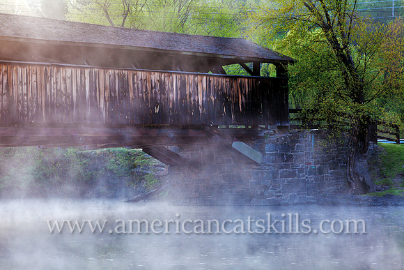 Perrine's Covered Bridge, Early Morning Fog