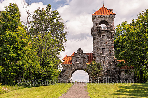 Photograph of the Mohonk Testimonial Gateway, located on the Mohonk Preserve, just west of the town of New Paltz, New York.