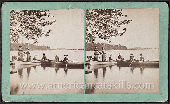 Women boating on lake, Monticello, N.Y.