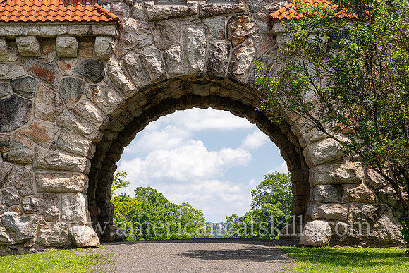 Photograph of the Mohonk Testimonial Gateway, located on the Mohonk Preserve, just west of the town of New Paltz, New York.