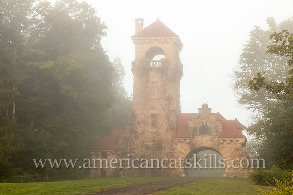 Photograph of the Mohonk Testimonial Gateway, located on the Mohonk Preserve, just west of the town of New Paltz, New York.