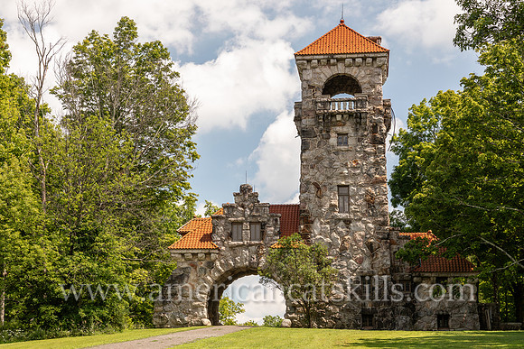 Photograph of the Mohonk Testimonial Gateway, located on the Mohonk Preserve, just west of the town of New Paltz, New York.