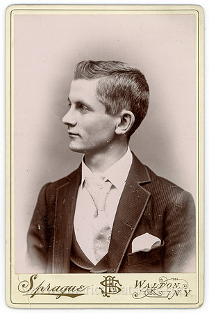 Portrait, Well Dressed Young Man, by Frank L. Sprague, Walton, NY