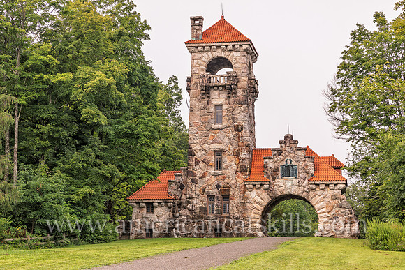 Photograph of the Mohonk Testimonial Gateway, located on the Mohonk Preserve, just west of the town of New Paltz, New York.