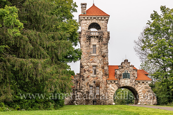 Photograph of the Mohonk Testimonial Gateway, located on the Mohonk Preserve, just west of the town of New Paltz, New York.