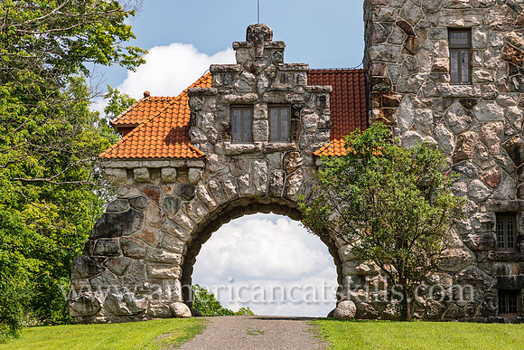 Photograph of the Mohonk Testimonial Gateway, located on the Mohonk Preserve, just west of the town of New Paltz, New York.