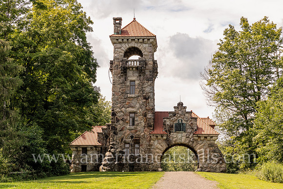 Photograph of the Mohonk Testimonial Gateway, located on the Mohonk Preserve, just west of the town of New Paltz, New York.