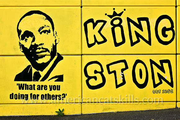 Located in Kingston, New York, this outdoor art tribute to the civil rights leader Martin Luther King Jr. features his famous quote: “What are you doing for others?”