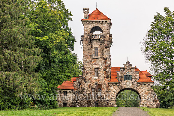 Photograph of the Mohonk Testimonial Gateway, located on the Mohonk Preserve, just west of the town of New Paltz, New York.