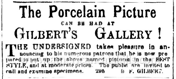 Advertisement for photographer B. F. Gilbert at Delhi, New York.