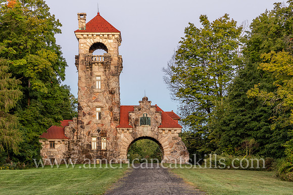 Photograph of the Mohonk Testimonial Gateway, located on the Mohonk Preserve, just west of the town of New Paltz, New York.