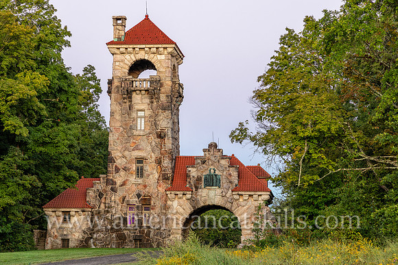Photograph of the Mohonk Testimonial Gateway, located on the Mohonk Preserve, just west of the town of New Paltz, New York.