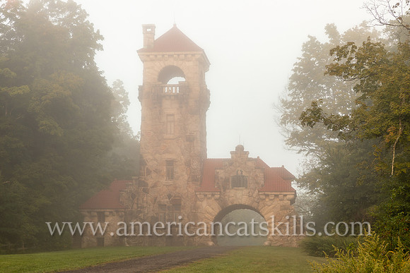 Photograph of the Mohonk Testimonial Gateway, located on the Mohonk Preserve, just west of the town of New Paltz, New York.
