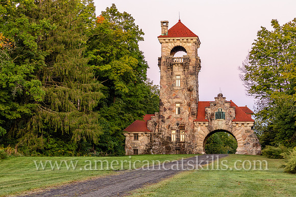 Photograph of the Mohonk Testimonial Gateway, located on the Mohonk Preserve, just west of the town of New Paltz, New York.