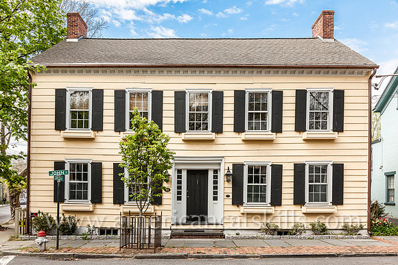 The picture perfect Dr. Luke Kiersted House is “an example of late eighteenth century frame house with early Federal detailing” and, being constructed sometime after 1777, is the only pre-1800 clapboa
