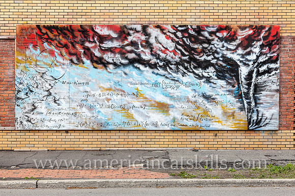 This interesting mural titled The Eye of Your Storm was created in 2015 by painter Kathleen Griffin in collaboration with government physicist Christos Kapetnakos.