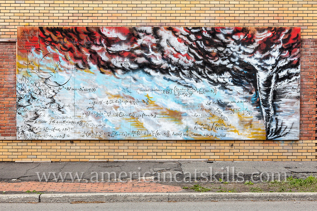 This interesting mural titled The Eye of Your Storm was created in 2015 by painter Kathleen Griffin in collaboration with government physicist Christos Kapetnakos.