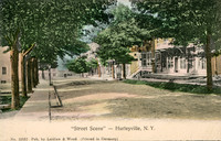 Vintage postcard titled "Street Scene - Hurleyville, N. Y." published by the photographic firm of Laidlaw and Wood of Hurleyville, New York.