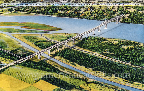 Aerial View of Rip Van Winkle Bridge Over Hudson River, Between Hudson and Catskill, N.Y.