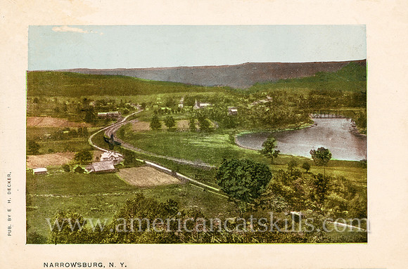Vintage postcard titled "Narrowsburg, N. Y." by photographer E. H. Decker.