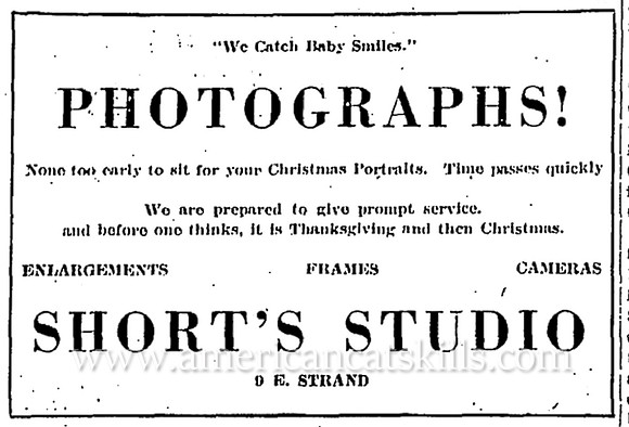 Lorenzo Short, succeeded by his daughter Belle Short, operated one of the longest running photographic studios in the history of Kingston, New York.
