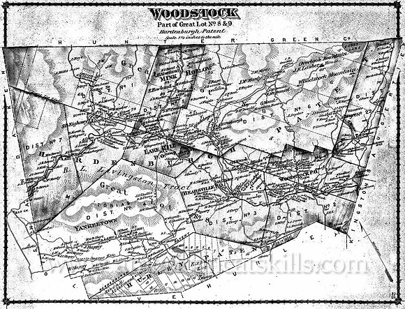 Map of Yankeetown, located in the town of Woodstock in Ulster County, New York