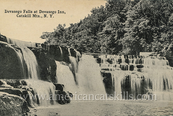 Vintage postcard of the beautiful Devasego Falls near the former Devasego Inn.