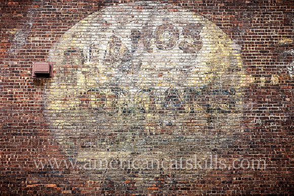 This fading ghost sign in the Rondout District of Kingston advertises the sale of pianos & organs by E. Winter’s Sons Music Store.