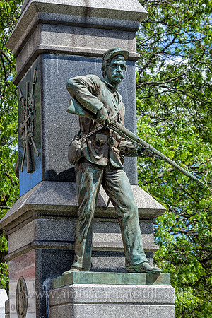 The Soldiers and Sailors Monument, located at City Hall in Kingston, honors those from Ulster County who served during the Civil War from 1861 to 1865.