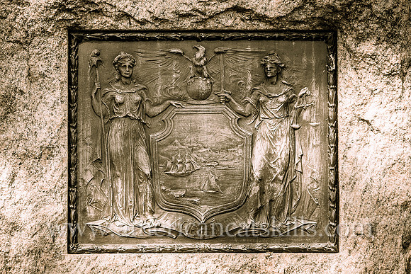 Standing in the southeast corner of the Old Dutch Church cemetery, the 16 foot bronze war monument entitled “Patriotism” commemorates the soldiers of the 120th New York State Infantry and their milita