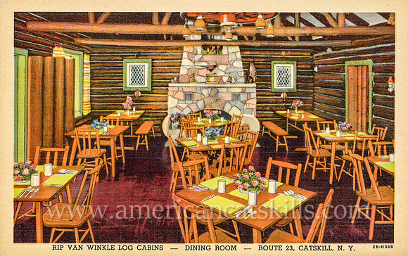 Rip Van Winkle Log Cabins, Dining Room, Route 23, Catskill, N.Y.
