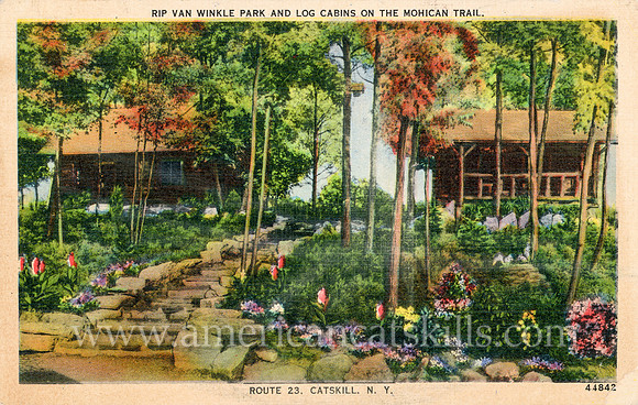 Rip Van Winkle Park and Log Cabins on the Mohican Trail